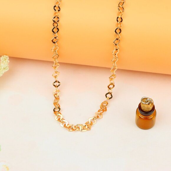 "Chunky Rose Gold Geometric Chain Necklace with Bold Modern Look, XPNL1879 - Picture 10 of 12